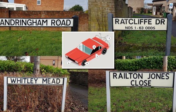 Collage of street signs.