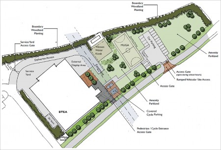 Sketch plan of the proposed BTE Academy in New Road, Stoke Gifford.