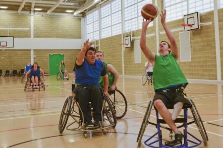 A training session of the South West Scorpions wheelchair basketball team.