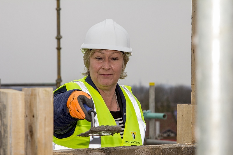 BTE Academy Principal Rhian Priest, pictured at the 'topping out' event.