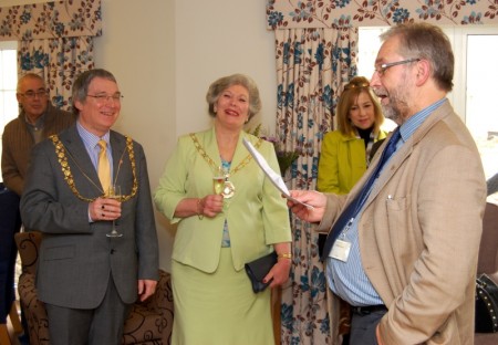 Cllr Trevor Jones entertains guests with some historical insights.