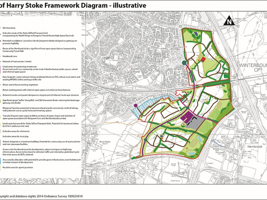 Illustrative framework diagram of the East of Harry Stoke New Neighbourhood.