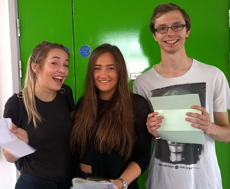 A-level high-achievers at Abbeywood Community School (l-r): Nadia Restall, Amy McQueen and James Hampson.
