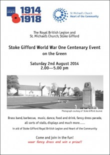 Stoke Gifford World War One Centenary Event, Saturday 2nd August 2014.