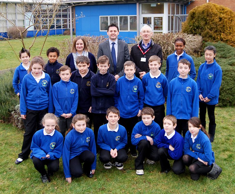 Staff and pupils at Little Stoke Primary School.