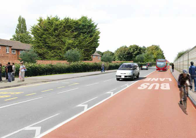 Indicative artist’s impression of proposals on Hatchet Road (looking north).