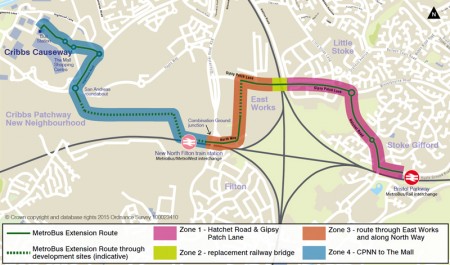 Cribbs Patchway MetroBus Extension overview diagram.