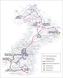 Cribbs Patchway MetroBus Extension (CPME) within the wider MetroBus network.