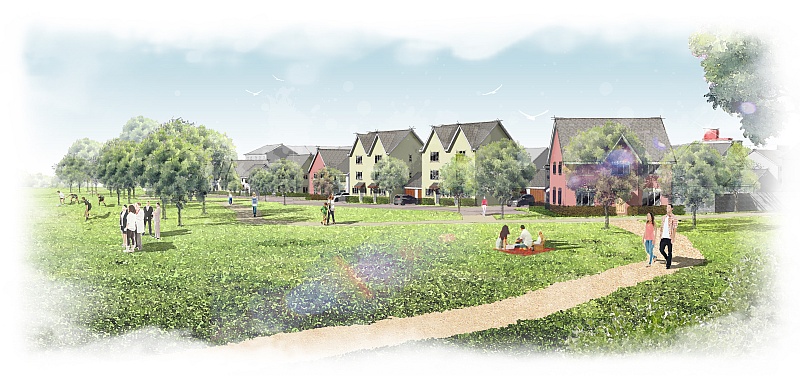 Artist's impression of part of Crest Nicholson's proposed development at East of Harry Stoke.