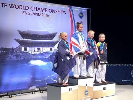 Esme McCarthy, gold medal winner in 1st Degree Patterns at the 2016 International Taekwon-Do Federation World Championships.