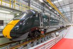 Photo of an Hitachi Intercity Express (ICE) train inside the Stoke Gifford service depot.