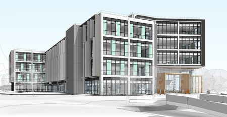 Artist's impression of The Approach, a new office development on Hunts Ground Road, Stoke Gifford, Bristol.