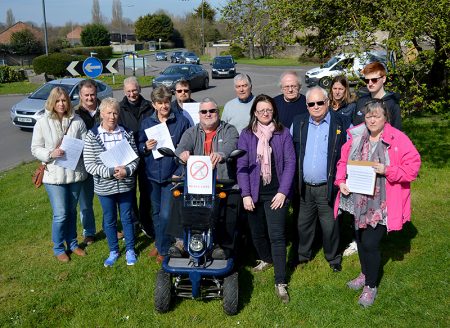Campaigners opposed to the construction of a bus lane along Hatchet Road, Stoke Gifford.
