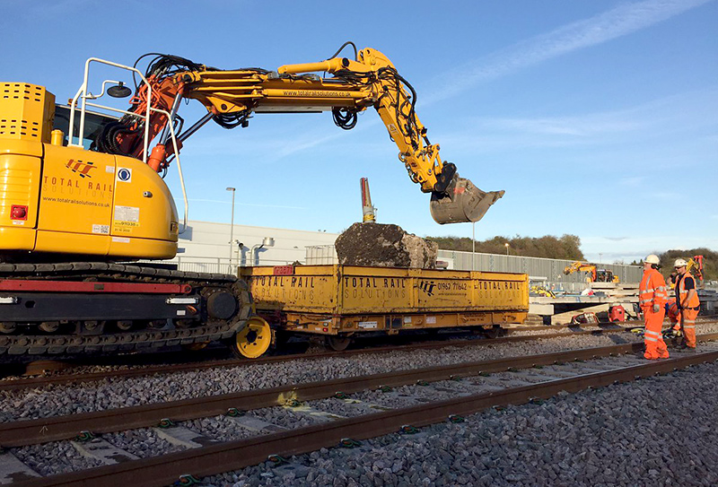 Work on installing a new fourth platform at Bristol Parkway Station.