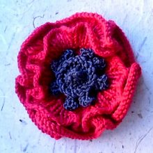 Photo of a knitted poppy.