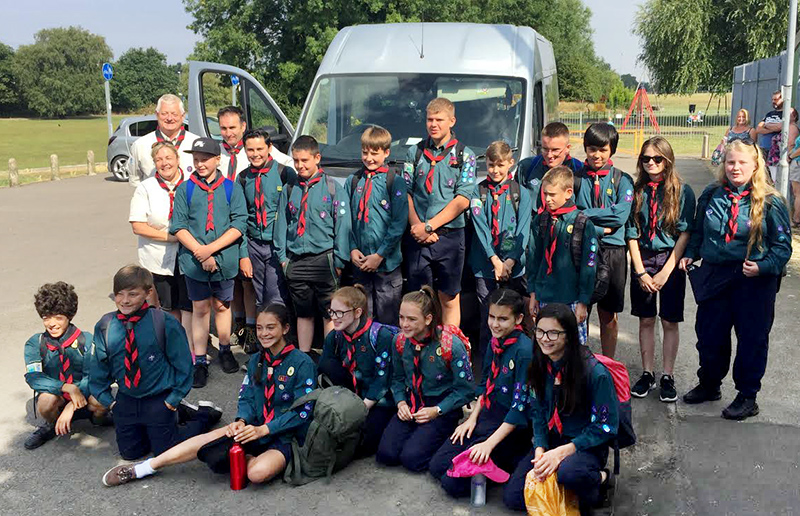1st Little Stoke Scouts ready to set off for summer camp.