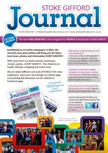 Stoke Gifford Journal magazine launch leaflet (page 1).