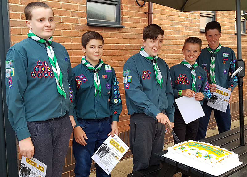 Photo of Chief Scouts's Gold Award winners (l-r) Matthew, Dan, Dylan, Josh and Jack.