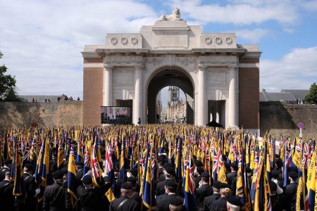 Photo of the Great Pilgrimage 90 ceremony in progress at the Menin Gate.
