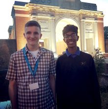 Photo of Tom and Anish at the Menin Gate.