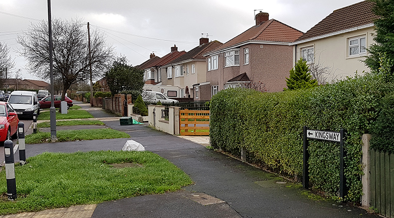 Photo looking north up Kingsway from Gifford Crescent.