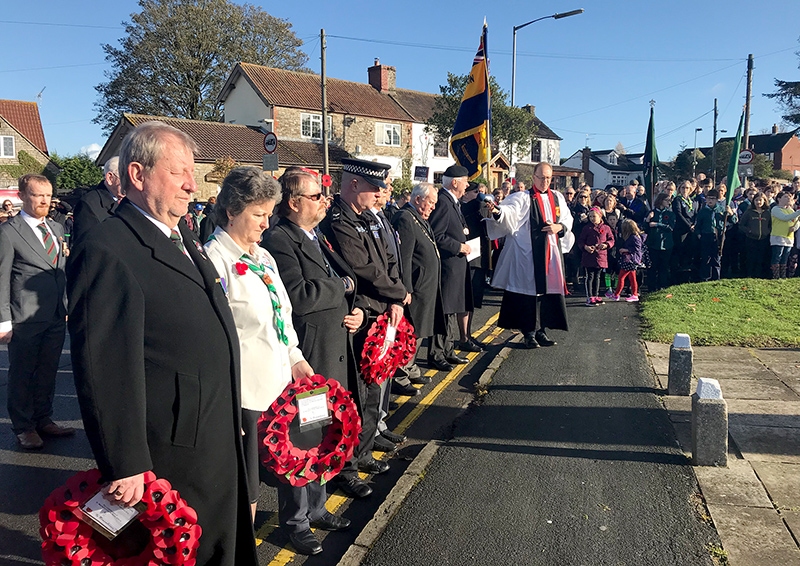Photo of the wreath layers at the Stoke Gifford Remembrance ceremony.