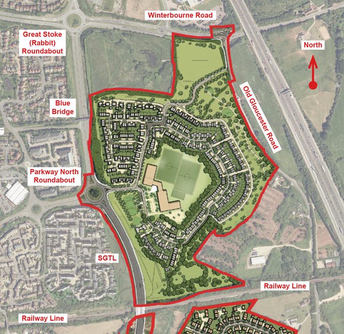 Map showing land north of the railway.