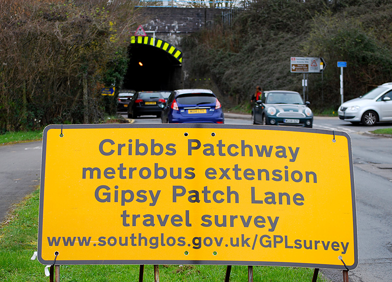 Photo of a sign promoting the Gipsy Patch Lane travel survey.