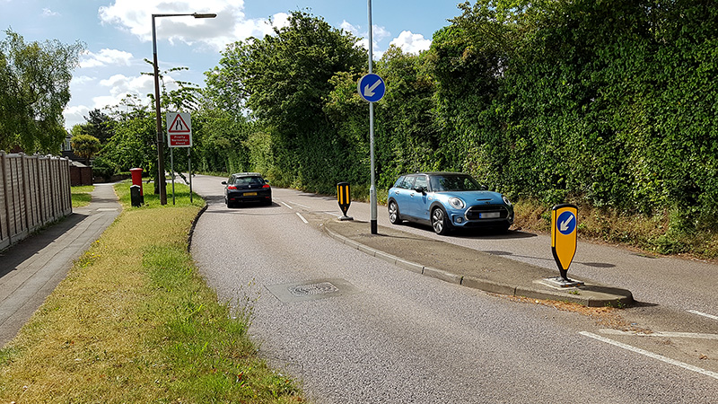 Photo of a traffic chicane on Little Stoke Lane.