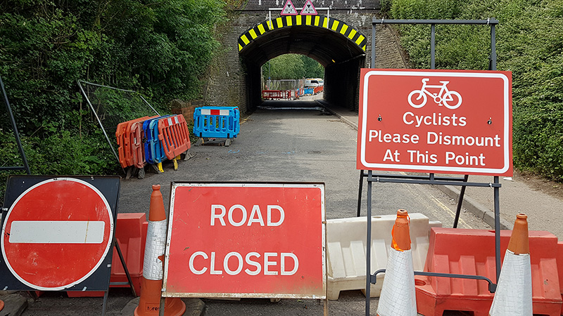 Photo of Gipsy Patch Lane railway bridge on 24th June, 21 days into the closure.