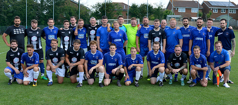 Photo of the teams in the 2019 Ben Hiscox memorial match.