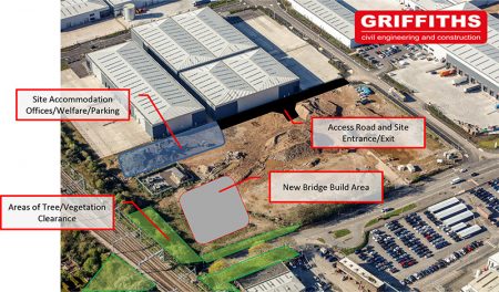 Plan of the Alun Griffiths site compound at Gipsy Patch Lane.