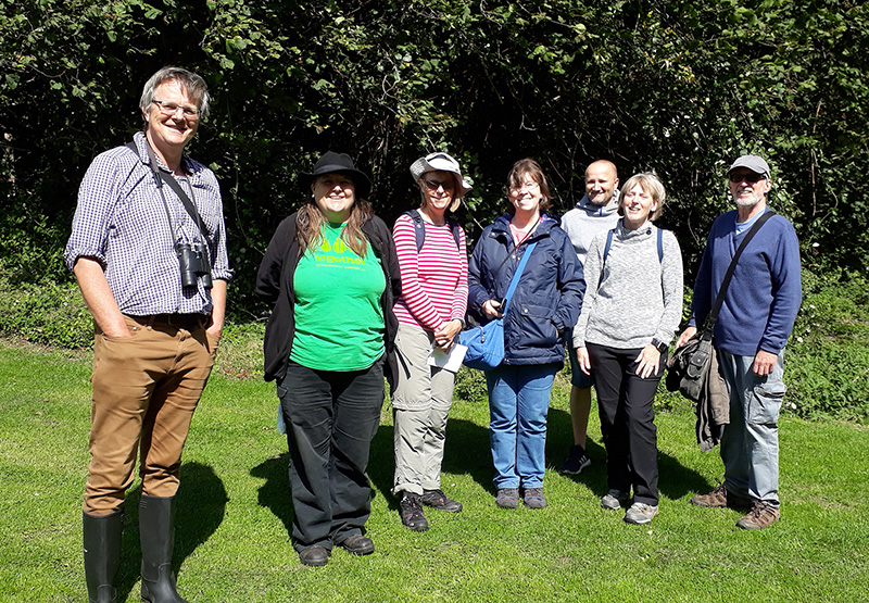 Photo of an organised walk in Meade Park led by local ecologist Rupert Higgins.