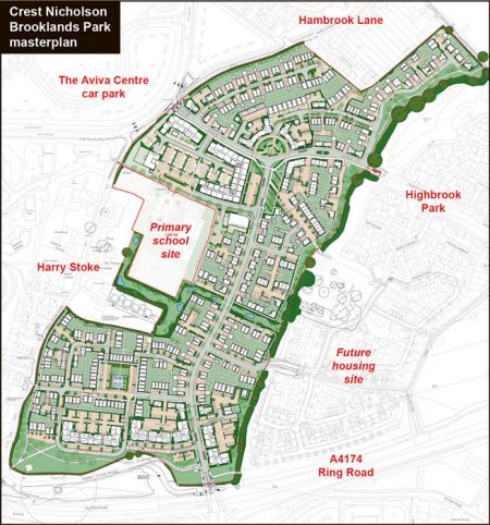 Crest Nicholson Brooklands Park masterplan.