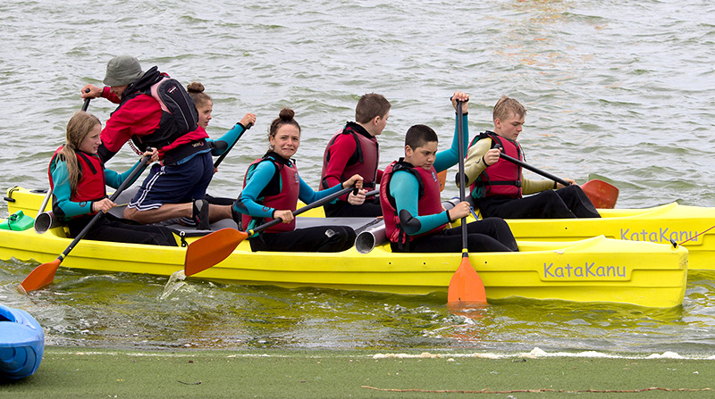 Photo of Cadets kayaking on annual camp.