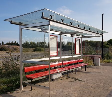 Photo of a currently unused MetroBus stop on Hunts Ground Road.