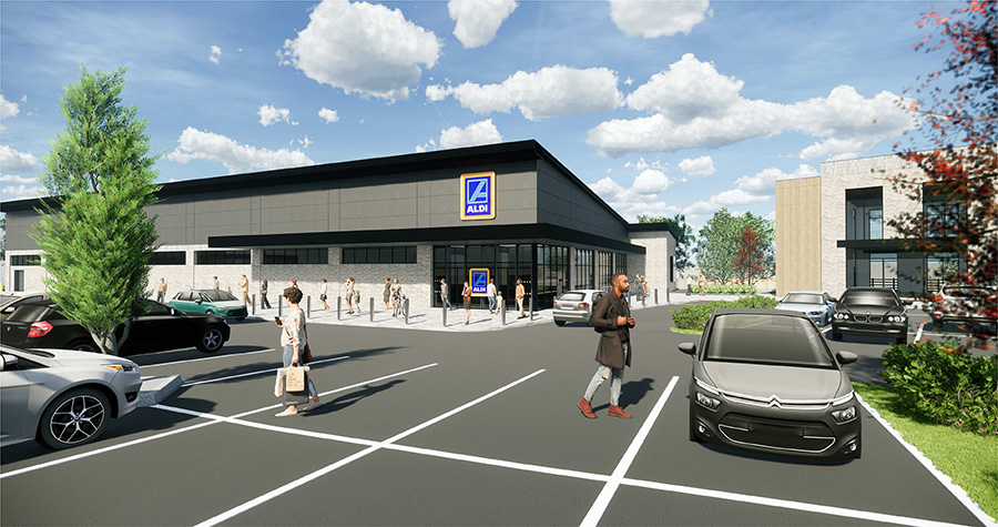 View of the proposed Aldi store (artist's impression).