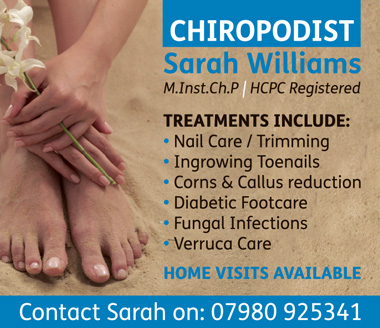 Sarah Williams, Chiropodist in Stoke Gifford, north Bristol.