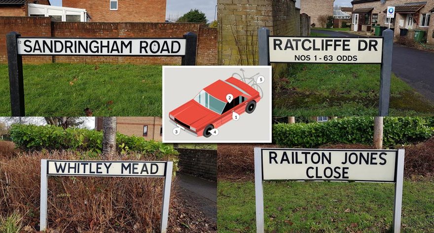 Collage of street signs.