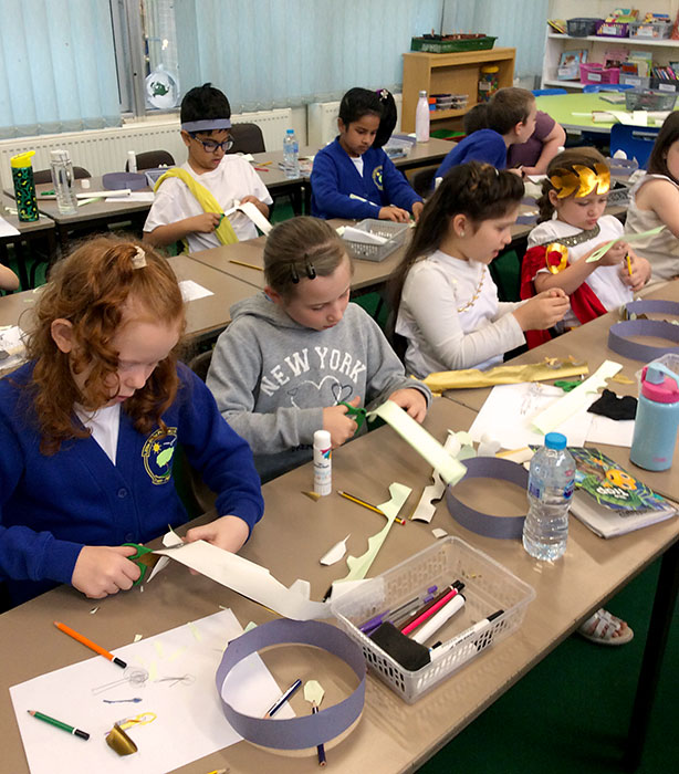 Photo of pupils doing a craft activity.