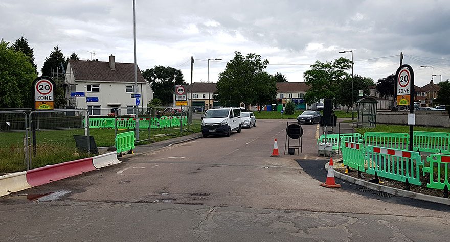 Photo of a road with roadworks in progress.