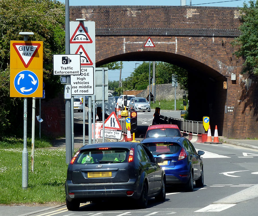 Photo of queuing traffic.