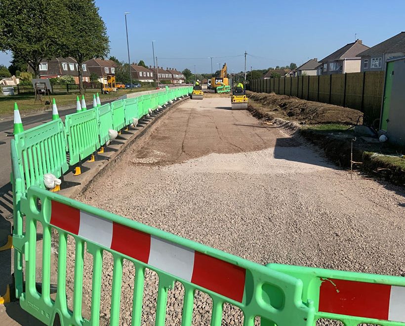 Photo of a road under construction.