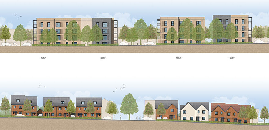 Visualisation of street scenes in a proposed housing development.