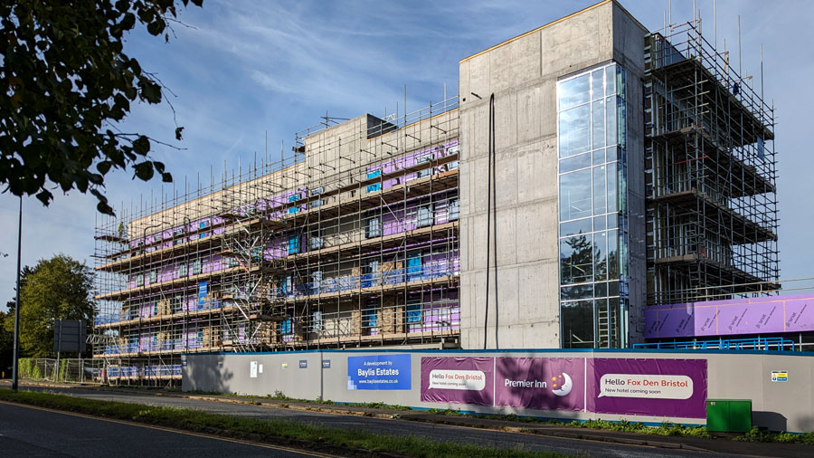 Photo of a hotel under construction.